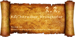 Kühtreiber Krisztofer névjegykártya