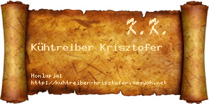 Kühtreiber Krisztofer névjegykártya